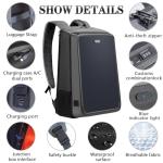 15.6 Inch Travel Laptop Backpack Solar Panel with Multiple USB Fast Charging, Backpack with Luggage Strap for Men Women TSA Friendly Flight Approved, Waterproof Anti Theft Bag for College Work Travel