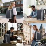 15.6 Inch Travel Laptop Backpack Solar Panel with Multiple USB Fast Charging, Backpack with Luggage Strap for Men Women TSA Friendly Flight Approved, Waterproof Anti Theft Bag for College Work Travel