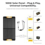 BougeRV 100W Portable Solar Panel with IP65 Water Resistant, Foldable Solar Panel with XT60/DC7909/DC5521 Connectors, 100 Watt Solar Charger for Camping, RV, Van, Boat, Fishing, Hiking & Off-Grid Use