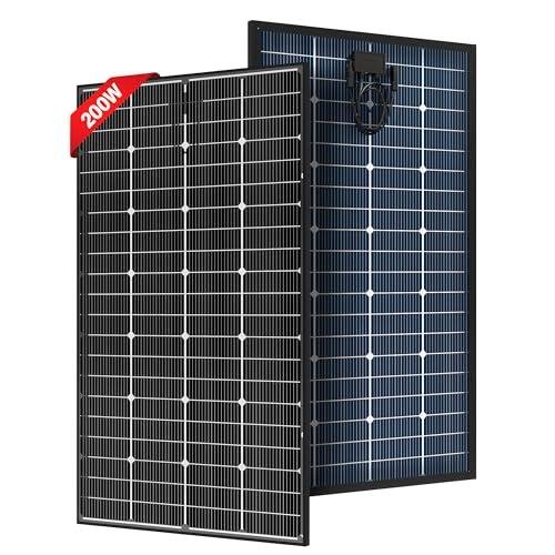 JJN Bifacial 200 Watt Solar Panel, 16BB N-Type 200W 12V 25% High Efficiency 200W Solar Panels, Monocrystalline Solar Module for RV Home Farm Trailer Camper Marine Off-Grid Solar System