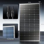 Epoch 200W Bifacial Solar Panels,16BB 12/24 Volt Monocrystalline Solar Panel, High-Efficiency Waterproof Solar Module for RV Camping, Boat, Marine,Off-Grid (200w Single)
