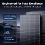 215W Anti-Shading Bifacial Solar Panel,Callsun N-Type 16BB Monocrystalline PV Module, Over 25% High Efficiency,Ideal for 12V System,RV,Marine,Power Station,Off-Grid