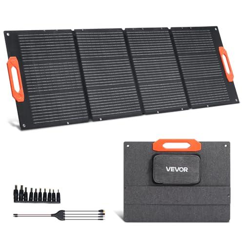 VEVOR 150W Foldable Monocrystalline Solar Panel, 23% Efficiency Portable ETFE Mono Solar Panel Charger with MC4 Output, Type-C, QC3.0 USB & DC Ports, IP67 Waterproof for Power Stations Camping Hiking