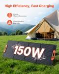 VEVOR 150W Foldable Monocrystalline Solar Panel, 23% Efficiency Portable ETFE Mono Solar Panel Charger with MC4 Output, Type-C, QC3.0 USB & DC Ports, IP67 Waterproof for Power Stations Camping Hiking