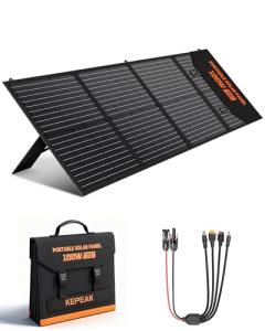 KEPEAK 100W Portable Solar Panel, Foldable Solar Panel with QC3.0 & PD, Waterproof High-Efficiency Solar Charger for RVs, Camping, Emergency Backup
