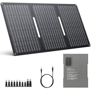 ENOFLO 30W Solar Panel Charger YT30 Foldable Solar Panel IP65 Waterproof Solar Charger with QC3.0 USB & DC Output(10 Connectors) 24% High Efficiency for Outdoor Camping