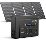 powkey Solar Powered Generator, 200W Portable Power Station with Solar Panels 40W, 146Wh Power Bank with 2 AC Outlet 110V Pure Sine Wave for Outdoor Camping Emergency Home
