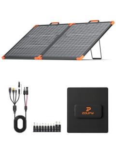 ZOUPW 110W Bifacial Portable Solar Panel, N-Type 16BB 25% High Efficiency Foldable Solar Charger for Jackery 300/Ecoflow River/Anker Solix,IP68 Waterproof for Camping RV Emergency Power Supply