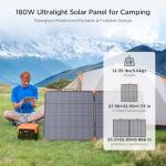 ZOUPW 180W Portable Solar Panel N-Type 16BB,25% High Efficiency Foldable Solar Charger for Jackery 1000V2/Ecoflow Delta/Bluetti/Anker Solix,12.3 LBS IP68 Waterproof for RV Camping Off-Grid