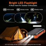 ERRBBIC Solar Charger Power Bank 49800mAh, 22.5W Portable Charger, 15W Wireless Charging, Solar Panel Charger, Built-in Four Cable, with USB C for Cell Phones, with Dual Flashlight for Camping