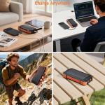 ERRBBIC Solar Charger Power Bank 49800mAh, 22.5W Portable Charger, 15W Wireless Charging, Solar Panel Charger, Built-in Four Cable, with USB C for Cell Phones, with Dual Flashlight for Camping