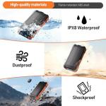 ERRBBIC Solar Charger Power Bank 49800mAh, 22.5W Portable Charger, 15W Wireless Charging, Solar Panel Charger, Built-in Four Cable, with USB C for Cell Phones, with Dual Flashlight for Camping