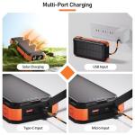 ERRBBIC Solar Charger Power Bank 49800mAh, 22.5W Portable Charger, 15W Wireless Charging, Solar Panel Charger, Built-in Four Cable, with USB C for Cell Phones, with Dual Flashlight for Camping