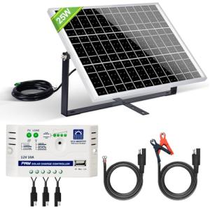 25W Portable Solar Panel Kit for 12V Batteries