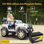 12V 20Ah Lithium LiFePO4 Deep Cycle Battery 2 Pack