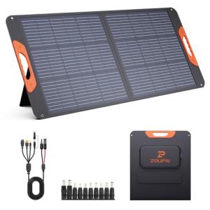 ZOUPW 100W Portable Solar Panel with 5-in-1 Cable