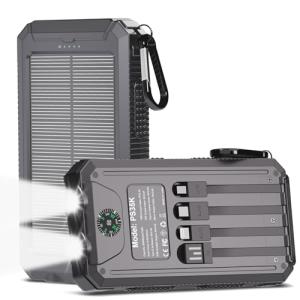 Kepswin 20,000mAh Solar Charger with Dual Flashlight
