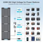 220W Portable Solar Panel for Power Station, 23.5% High Efficiency ETFE Foldable Solar Panels Charger, QC3.0 USB-A &Type-C Output,IP67 Waterproof for RV, Outdoor Camping, Off Grid Blackouts