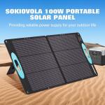 SOKIOVOLA 100W Portable Solar Panel for Power Station,ETFE Portable Foldable Solar Charger NextGen 25% High Conversion IP68 Waterproof Solar Panel for Camping Outdoor RV Blackout