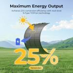 BougeRV Arch Pro 100 Watts Anti-Shading N-Type Fiberglass Flexible Solar Panel, Portable 24 Volts 16BB Mono Cell 25% High-Efficiency, Compact for RV Camping Home Boat Marine Curve Surface Black