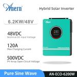 Anern 6200W Hybrid Solar Inverter 48V DC to 220-230VAC, Pure Sine Wave Solar Inverter with 120A MPPT Solar Charge Controller, Fit for 48V Lithium Lead-Acid Gel Battery Off-Grid System