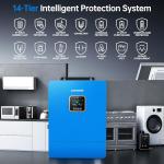 ZLPOWER UL1741 8000W 48V Solar Inverter, AC Input/Output 120V/240V(settable),Split Phase Inverter Built-in 2 MPPTs, Max 180A Battery Charging Inverter Charger(Parallel/WiFi/BMS COMM), Batteryless