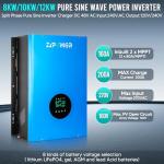ZLPOWER UL1741 8000W 48V Solar Inverter,Built-in 2 MPPTs,Peak Power 24000W Split Phase Pure Sine Wave Inverter AC Input 240V,Output 120V/240V,Low Frequency Inverter for Home (WiFi and BMS COMM)