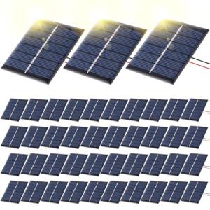 Kanayu 40 Pcs Small Solar Panels 3v 120ma Mini Polycrystalline Solar Cells DIY System Kits Epoxy Panel Module Photovoltaic Cells Charger 60 x 55 mm for Light Flashlight Charger