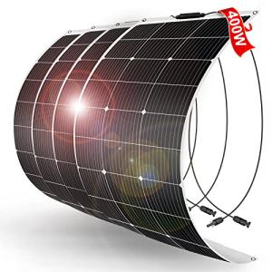 DOKIO 400W (4×100W) Flexible Solar Panels 18V Monocrystalline for 12V Battery Charging, Semi-Flexible ETFE Lightweight with MC4, Expandable for RV Marine Camper Van Trailer Off-Grid Systems