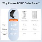 DOKIO 200W (2×100W) Flexible Solar Panels 18V Monocrystalline for 12V Battery Charging, Semi-Flexible ETFE with MC4, Series/Parallel for RV Boat Camper Van Trailer Off-Grid Use