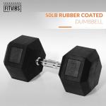 50LB Rubber Coated Hex Dumbbell Hand Weights