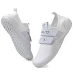 Skerxut Fitness Shoes Deadlift Shoes Cross-Trainer Sneakers for Men and Women (White, 4 Men/5 Women)