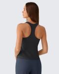 G4Free Workout Tank Tops for Women Built in Bra Ribbed Racerback Fitted Yoga Pilates Tanks Lightweight Athletic Tops (Black,L)