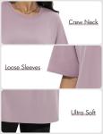Siimcuzy 4 Pack Oversized Tshirts for Women, Loose Fit Crew Neck Summer Baggy Tops Workout Tees Plus Size T Shirts 1 Black 1 White 1 Dark Pink 1 Khaki X-Large