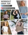 Dalavch 6 Pack Women's Crop Top Short Sleeve Athletic Workout Yoga Running Gym Casual Tees T-Shirts Loose Fit 1 Black 1 White 1 Heather Grey 1 Pink 1 Khaki 1 Blue Medium