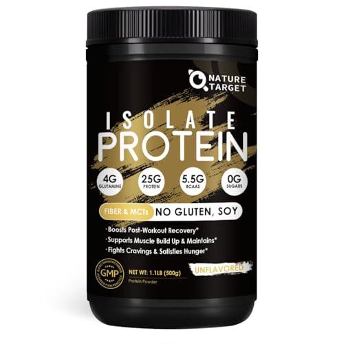 NATURE TARGET Whey Protein Powder, Unflavored - Whey Protein Isolate, 25g Protein Sugar-Free, 1.1lb