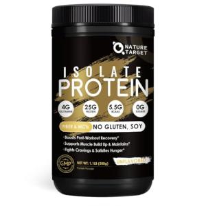 NATURE TARGET Whey Protein Powder, Unflavored - Whey Protein Isolate, 25g Protein Sugar-Free, 1.1lb