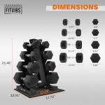 100LB Rubber Coated Hex Dumbbell Set with Rack