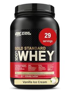Optimum Nutrition Gold Standard 100% Whey Protein Powder, Vanilla Ice Cream, 2 Pound (Packaging May Vary)