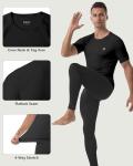 Roadbox Compression Shirt Men Short Sleeve, Cool Dry Base Layer Athletic Undershirts, Workout T-Shirt for Sports Gym Running Black