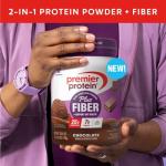 Premier Protein Powder Plus Fiber, Chocolate, 25g Protein, 7g Fiber to Support Gut Health, No Added Sugar (17 Servings)