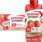 Premier Protein Shake, Strawberries & Cream, 30g Protein, No Added Sugar, 24 Vitamins & Minerals to Support Immune Health, 11 fl oz, 12 Pack