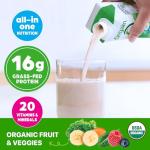 Orgain Organic Nutritional Shake, Vanilla Bean - Meal Replacement, 16g Protein, 20 Vitamins & Minerals, Gluten Free, Soy Free, Kosher, Non-GMO, 11 Ounce, 12 Count (Packaging May Vary)