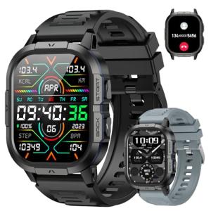 Smart Watch for Men Fitness Tracker: Military Waterproof Make Answer Call Digital Mens Watches Running Step Pedometer Smartwatch Android Phone iPhone Samsung Compatible Sleep SpO2 Heart Rate Monitor