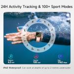 Smart Watch for Women, 1.85" HD Smartwatch Compatible iPhone/Samsung/Android (Answer/Make Calls), 100+ Sport Modes Fitness Tracker with Heart Rate/Sleep/SpO2 Monitor, IP68 Waterproof, with 2 Bands