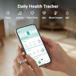 opove O Ring Smart Ring, Fitness Trackers Rings with Sleep/Stress/Heart Rate/Women's Health Monitoring, Comfortable Wearing, Up to 7 Days Using, Fitness Ring for Android & iOS, Silver-Size6