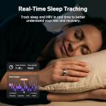 opove O Ring Smart Ring, Fitness Trackers Rings with Sleep/Stress/Heart Rate/Women's Health Monitoring, Comfortable Wearing, Up to 7 Days Using, Fitness Ring for Android & iOS, Silver-Size6
