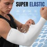 Bebila Arm Sleeves for Men Women, UV Sun Protection Sports Cooling Sleeves for Volleyball Football Basketball Golf (Black+dark Gray+light Gray+white, Medium)