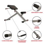 Sunny Health & Fitness 45-Degree Hyperextension Roman Chair with Adjustable Height and Back, Glute, Hamstring, and Ab Workouts Foldable Sit Up Gym Bench for Home, Gray - SF-BH6629