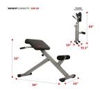 Sunny Health & Fitness 45-Degree Hyperextension Roman Chair with Adjustable Height and Back, Glute, Hamstring, and Ab Workouts Foldable Sit Up Gym Bench for Home, Gray - SF-BH6629